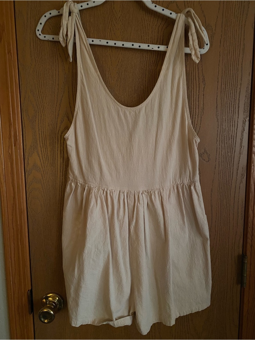 Ghanda Cream Shoulder-Tie Playsuit
